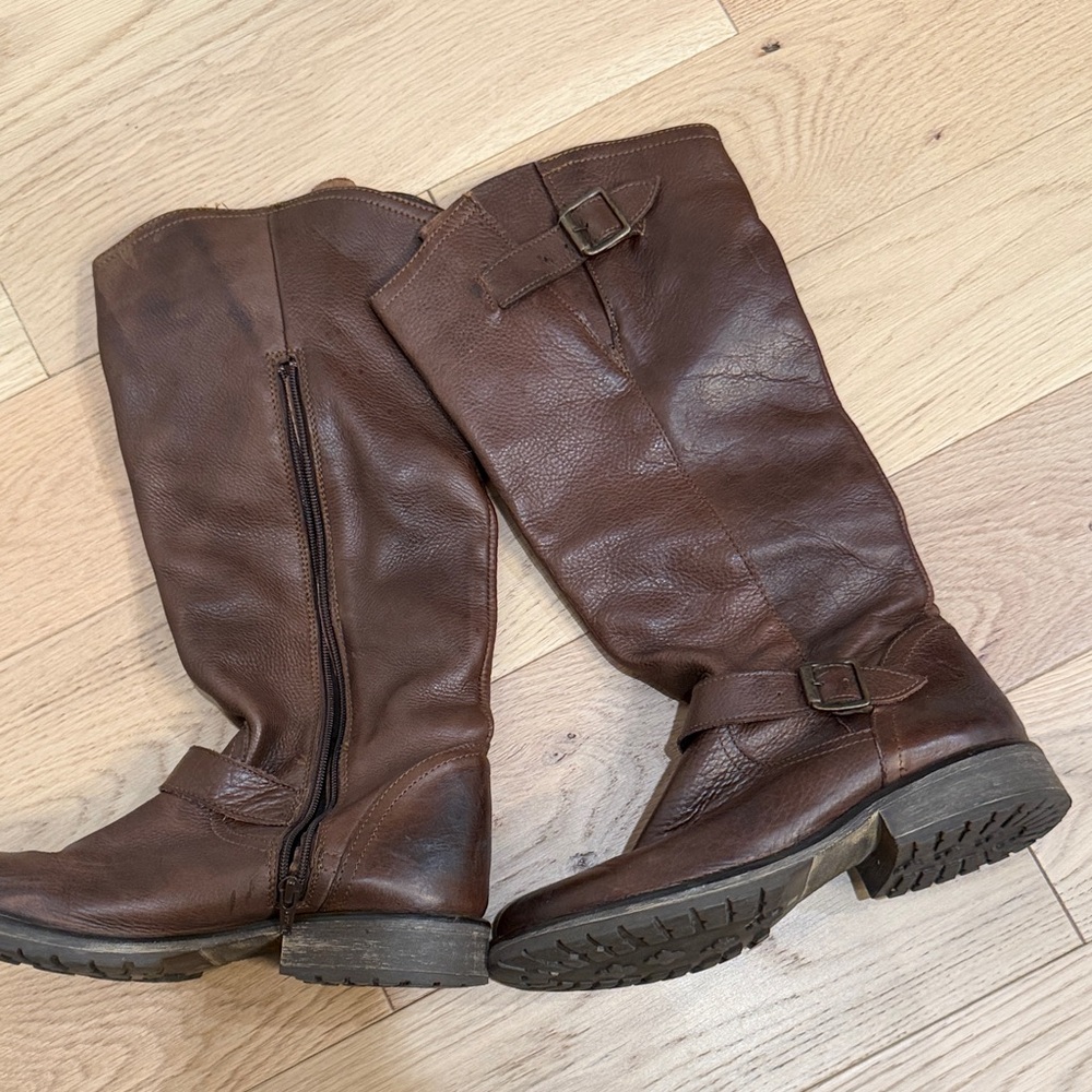 Brown Leather Knee-High Boots